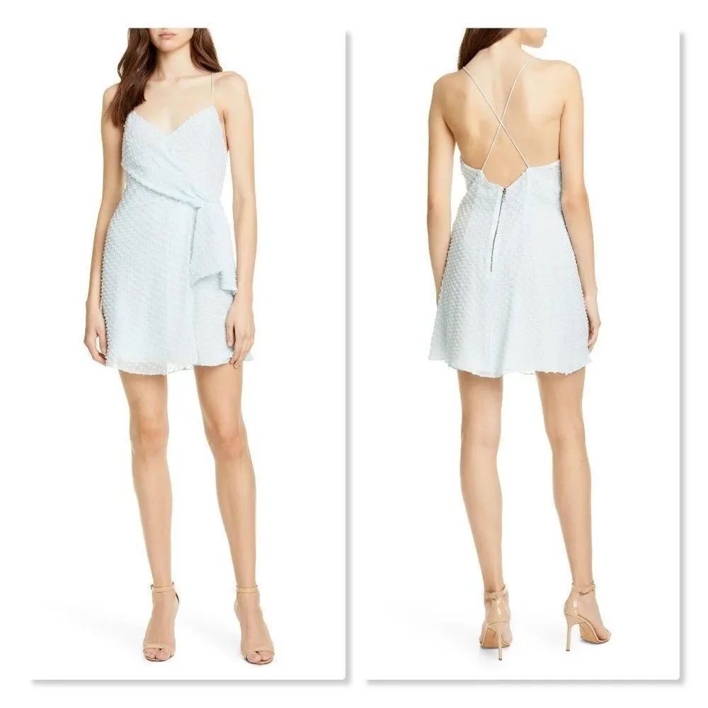 Alice + Olivia: Katie Silk Swiss-Dot Mini Dress in Mint size 10- NEW